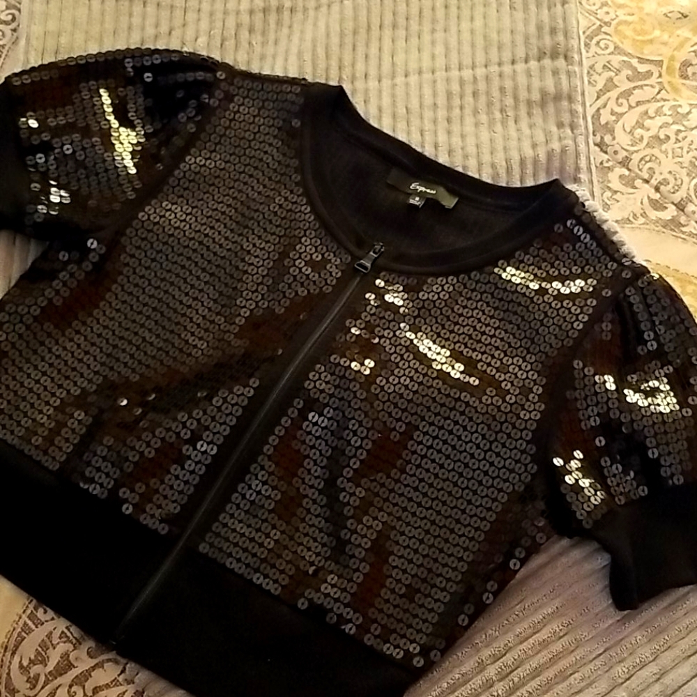 Express Sequin Short Sleeve Jacket - image 1